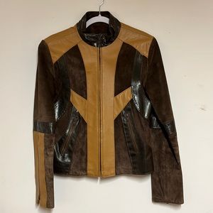 Genuine Leather & Suede ladies bomber jacket, size 8